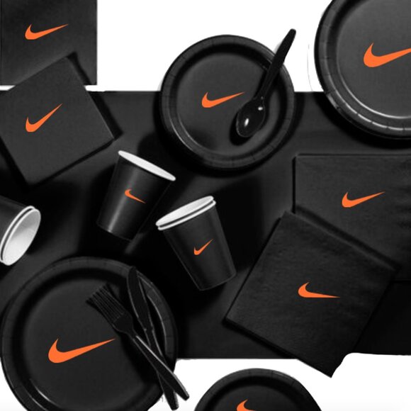 Custom Sw00sh Party, Birthday Party Dinnerware Set of 60 total pieces-Black - Picture 3 of 5